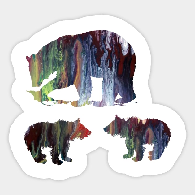 Bear mother and cubs Sticker by TheJollyMarten